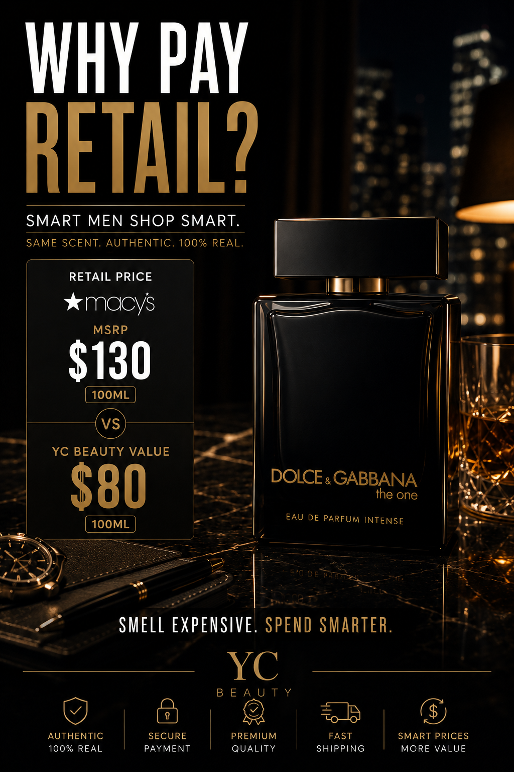 Dolce & Gabbana The One Eau de Parfum Intense 100ml | Dark Masculine Luxury Fragrance