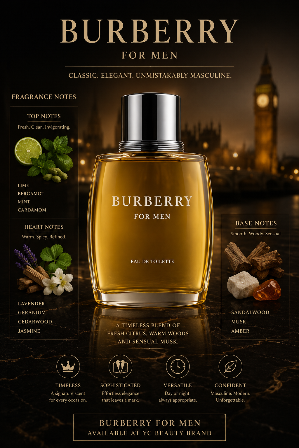 Burberry For Men EDT 100ml | Classic Fresh Woody Men’s Fragrance