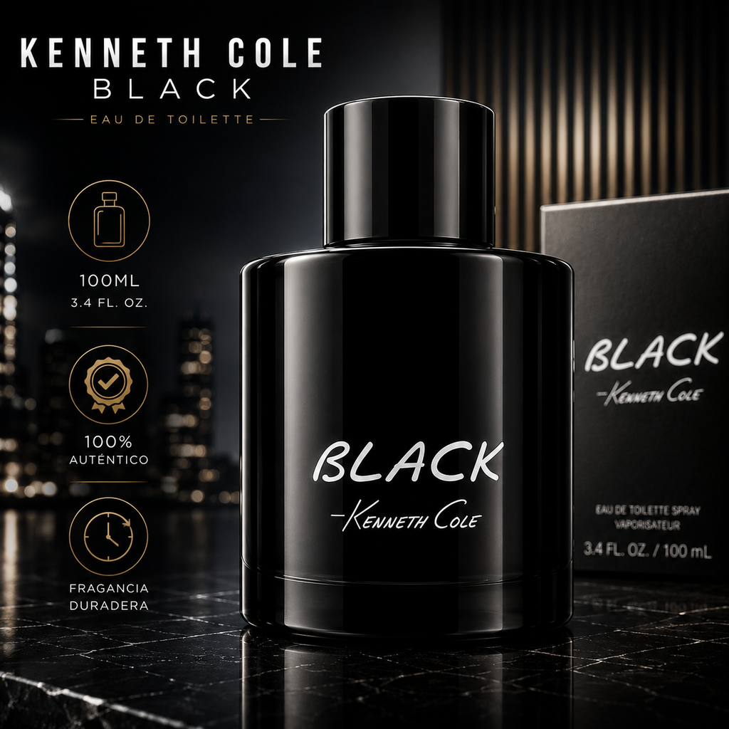 Kenneth Cole Black Eau de Toilette 100ml | Fresh & Sophisticated Men’s Fragrance