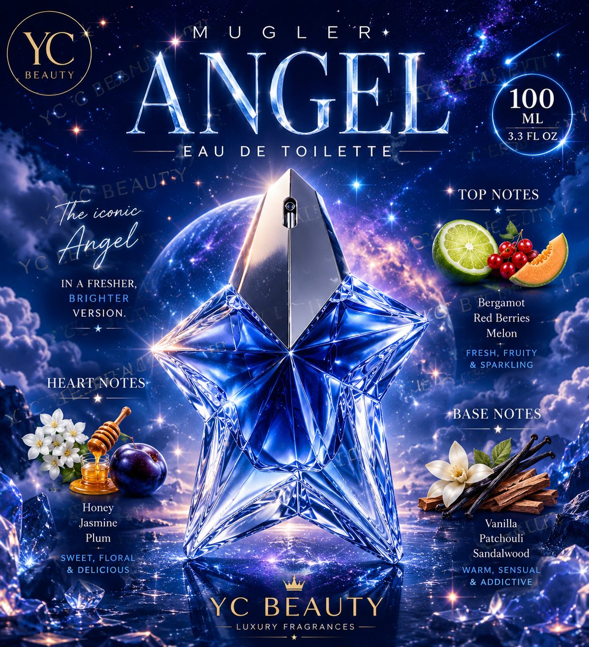 Mugler Angel Eau de Toilette EDT 100ML / 3.3 FL OZ