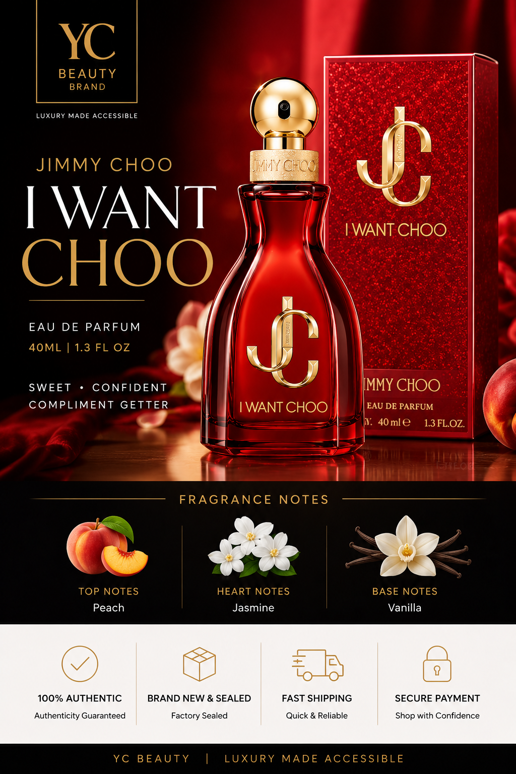 Jimmy Choo I Want Choo Eau de Parfum 40ml / 1.3oz – Women’s Designer Fragrance