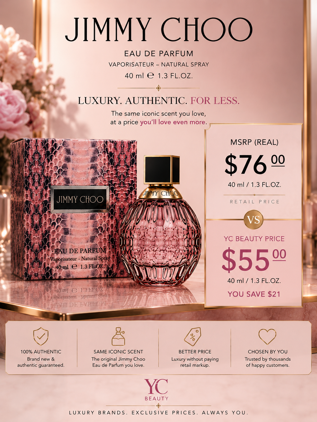 Jimmy Choo Eau de Parfum 40ml | Designer Luxury Fragrance